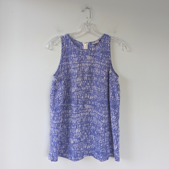 Ellie Kai Blue/Purple & White Geometric Print Silk Shell Layering Tank Top - Picture 4 of 9
